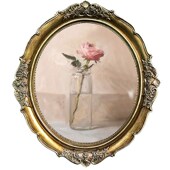 12寸椭圆形复古做旧雕花树脂相框轻奢欧美O式 画框摆台客厅组合画