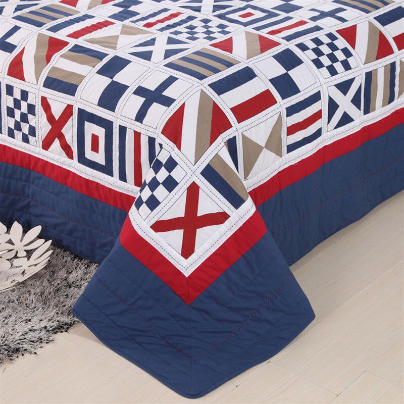 外贸出口双面纯棉美式绗缝被床上四件套高级床盖R欧式高档床罩被