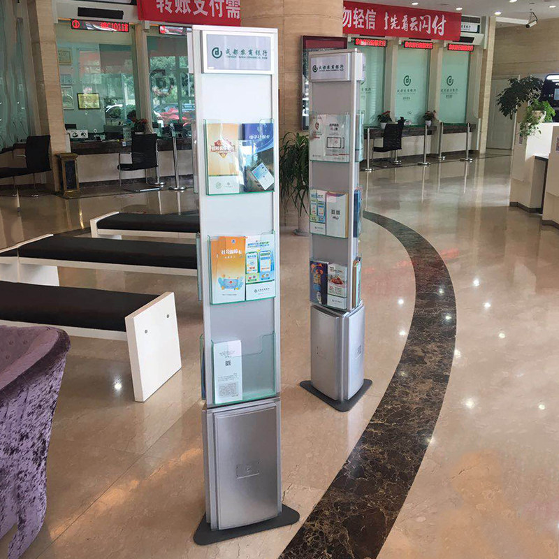 银行杂志架报刊架三面旋转资料架AA4宣传展架立式落地书报架广告