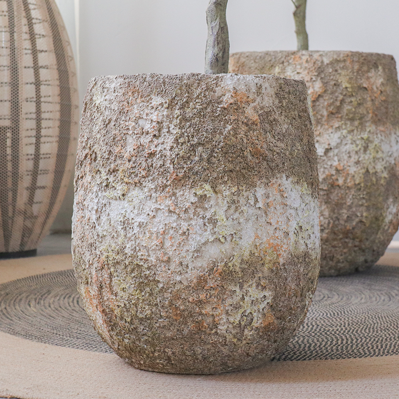 新款镁泥复d古大花盆绿植盆栽种植盆商场花园客厅阳台装饰摆件花