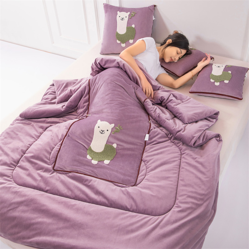 加厚抱枕被子两用汽车沙发靠垫枕头被G办公室午休折叠珊瑚绒空调