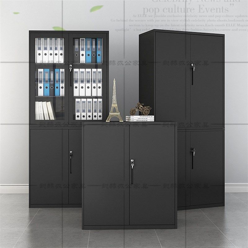 办公室文件柜玻璃门书柜r财务凭证柜员工储物档案资料黑色铁皮矮,商业/办公家具,文件柜,淘宝优惠券,粉丝福利购,淘宝优惠卷