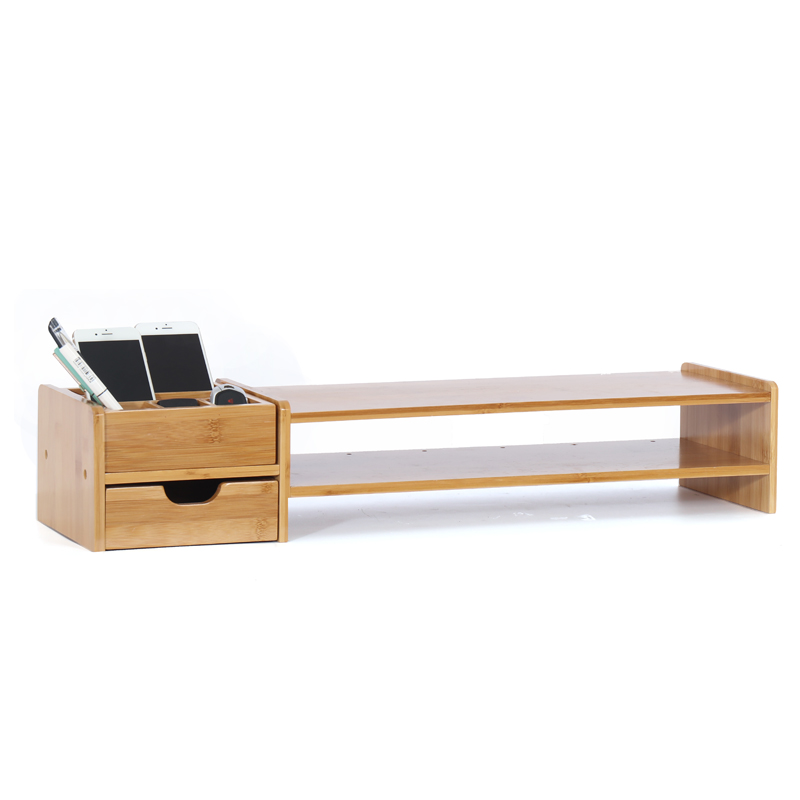 竹电脑显示器增高架子底座屏办公室台式桌面键Q盘收纳盒置物架实