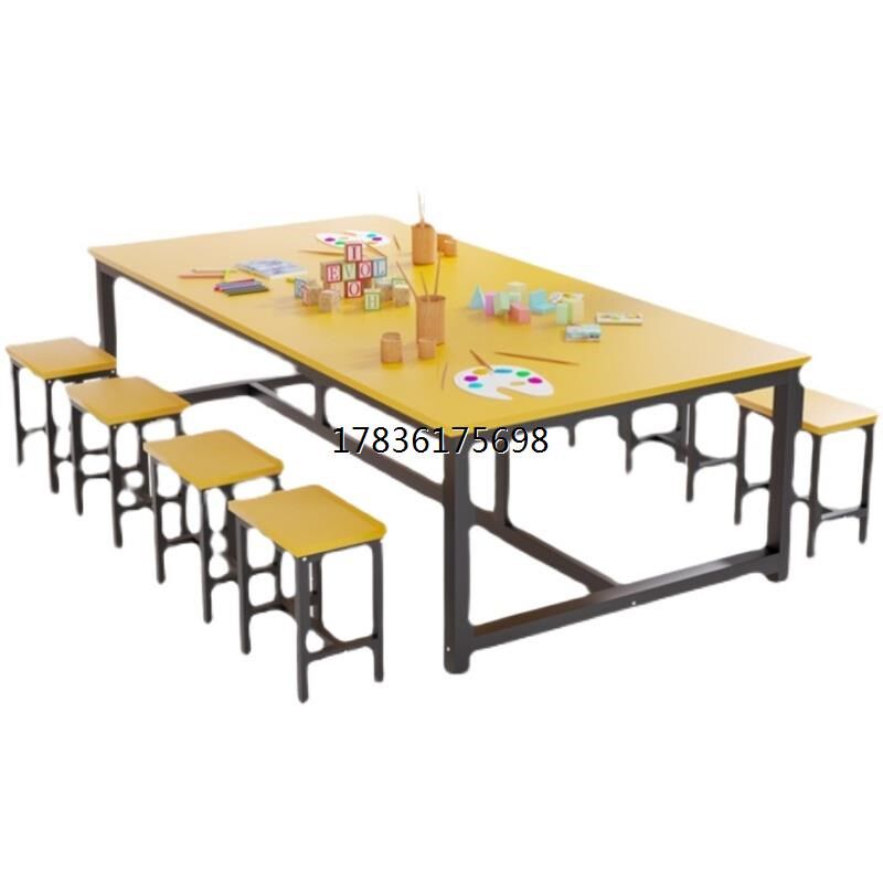 绘画桌幼儿园美术培训儿童课桌椅子补习班L彩色桌子画室手工辅导