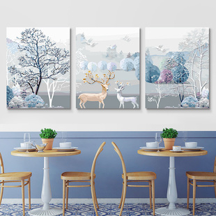 diy数字油画客厅n动物装饰画手工绘填色油彩画三拼三联画冰雪情缘