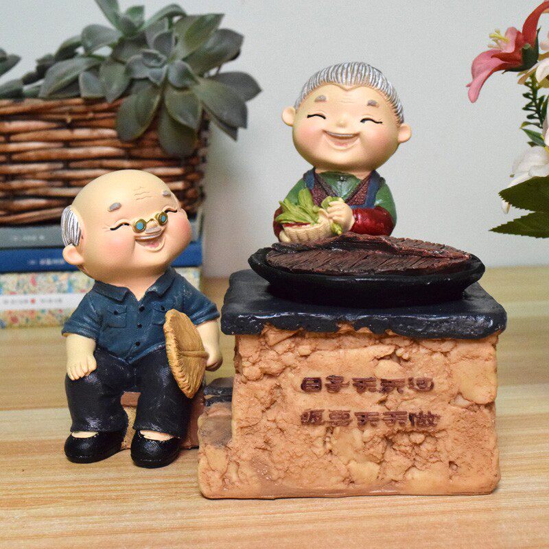 老头老太太摆件家居装饰品小x摆件创意情侣夫妻新婚结婚纪念日礼