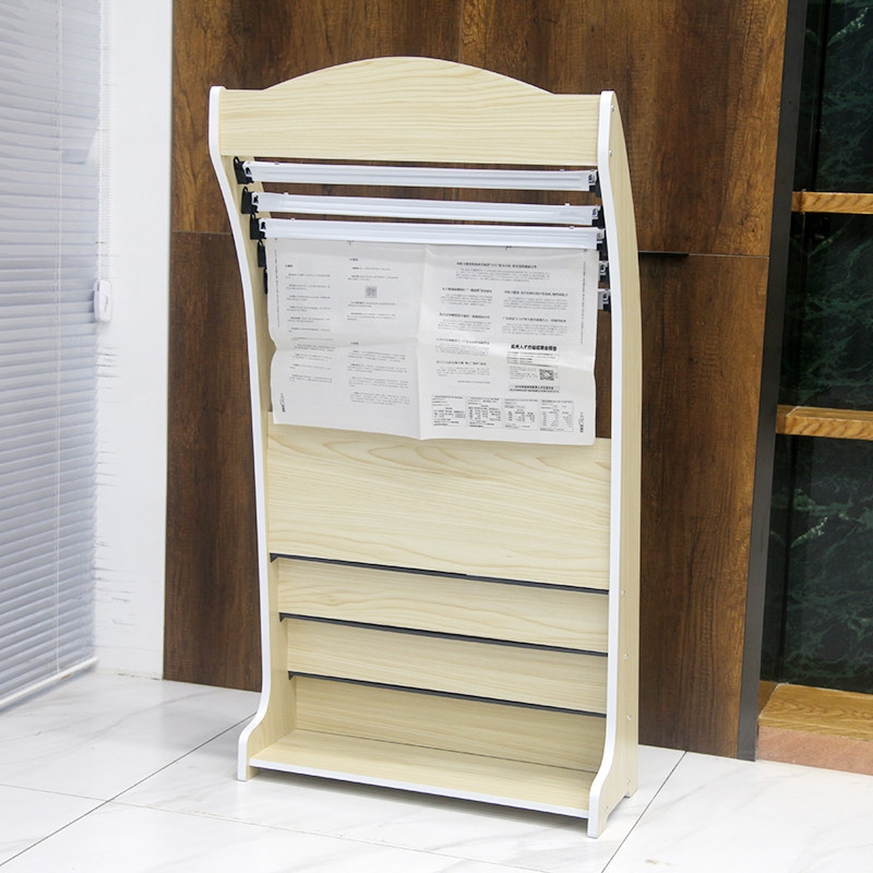 浅色报刊c架落地杂志架立式书报架木质宣传册展示架报纸架五根报