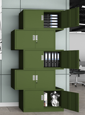 加厚军绿色五节顶柜矮柜办公室铁皮文件柜档案柜财T务资料柜凭证