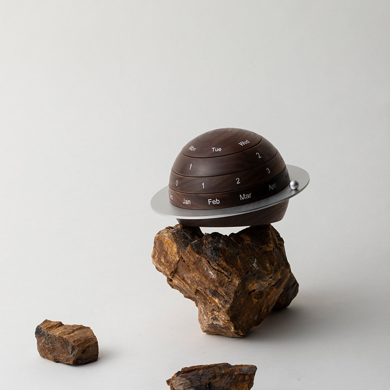 星球日历摆件f 复古万年历客厅玄关个性创意桌面装饰摆饰木质桌历