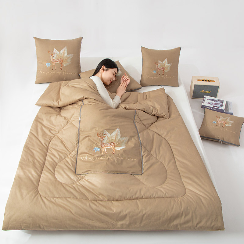 高档纯棉抱枕被h子两用汽车折叠枕头被办公室午睡全棉空调夏凉被