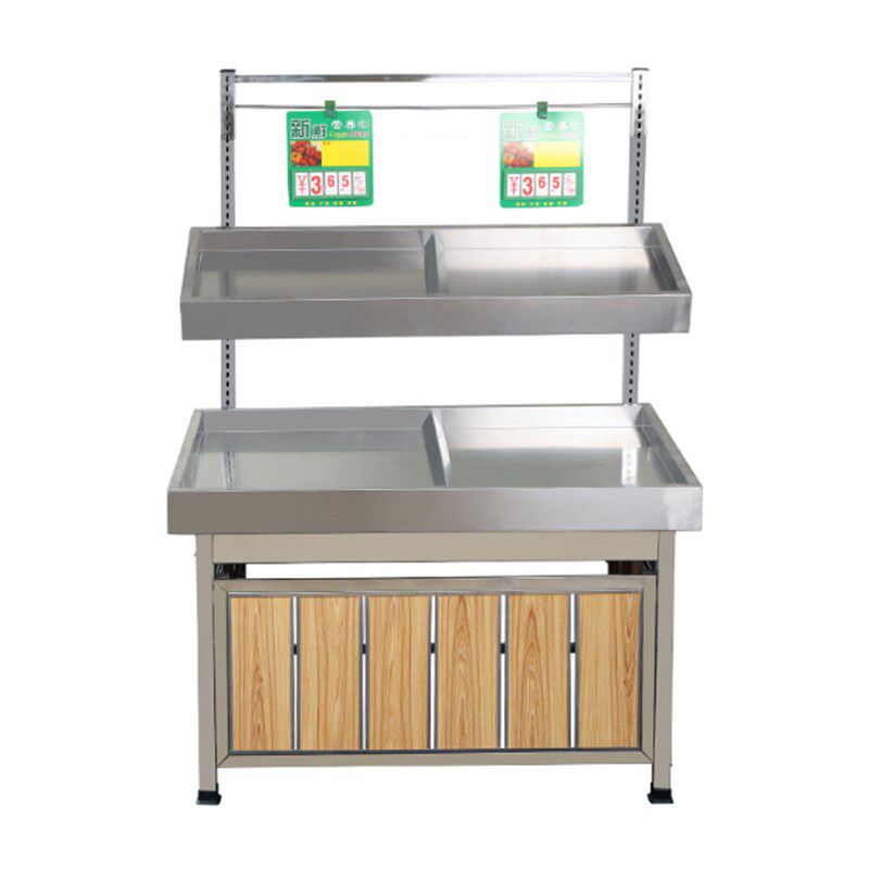 超市水果货架多层果蔬展示t堆头置物架全不锈钢生鲜店靠墙蔬菜架