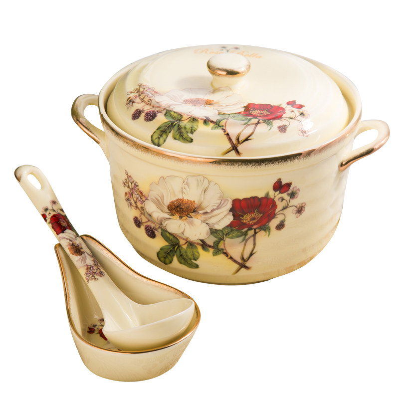 欧式高档汤碗带盖大号陶t瓷汤盆汤窝家用菜碗煲勺子套装餐具礼品,餐饮具,家用瓷器,淘宝优惠券,粉丝福利购,淘宝优惠卷