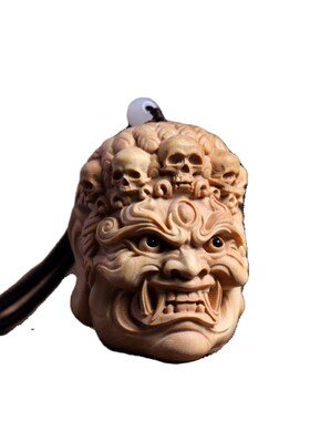 小叶黄杨木不动明王盘玩物件男士随身H把玩文玩手把件挂件木雕吊