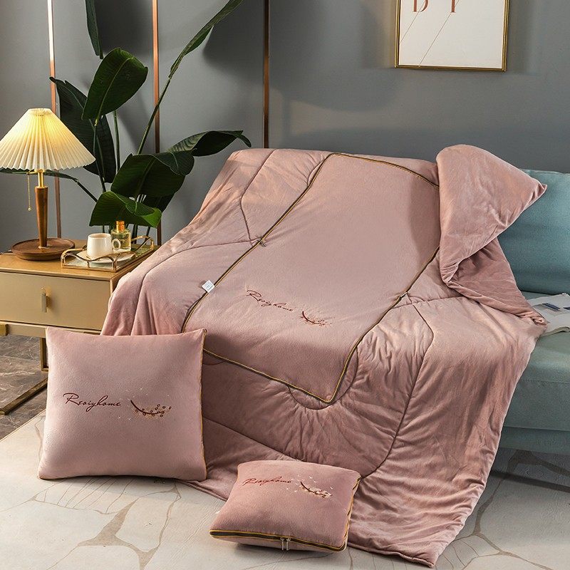 纯色加厚保暖抱枕被子p两用珊瑚绒多功能二合一汽车靠垫枕头空调