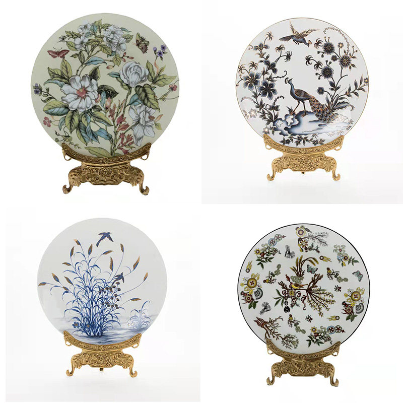 欧式装饰坐盘f摆件玄关装饰乔迁礼物陶瓷配铜家居客厅奢华饰品,家居饰品,装饰坐盘/挂盘,淘宝优惠券,粉丝福利购,淘宝优惠卷