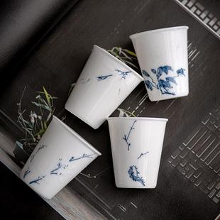 手绘茶杯闻香杯陶瓷功夫茶具品茗杯单杯家用主人杯客杯釉下彩茶盏