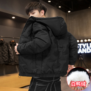 反季大鹅连帽羽绒服男士短款轻薄款冬季新款衣服潮牌帅气加厚冬装