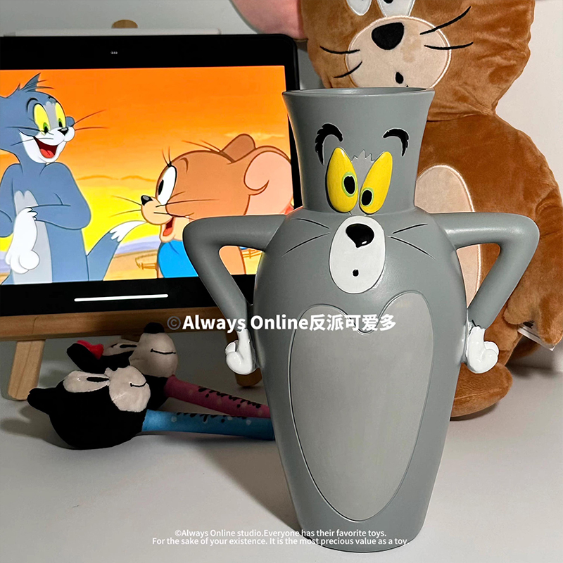 汤姆猫花瓶杰瑞鼠创意插花笔筒桌面趣味收纳架摆件猫和鼠装饰礼物