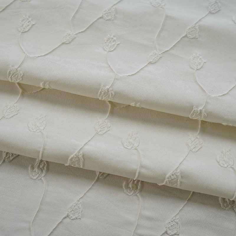 立体肌理感旗袍简约浮雕精致感提花面料素色优雅连衣裙暗纹装饰布