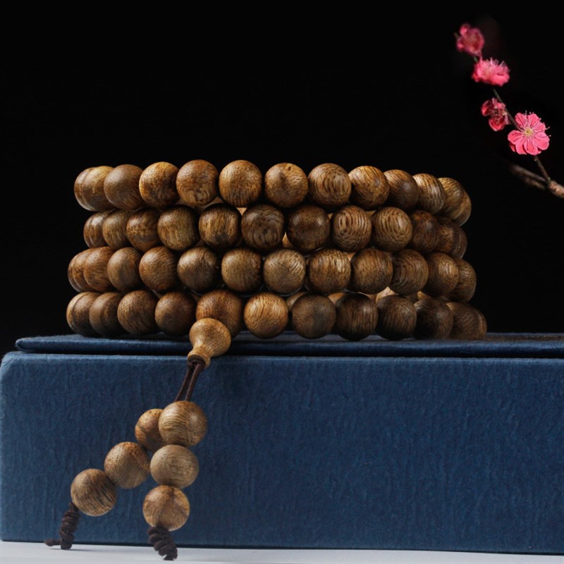 奇楠沉香手串108颗 电白绿棋楠沉香佛珠手串 迦南沉香木念珠手链