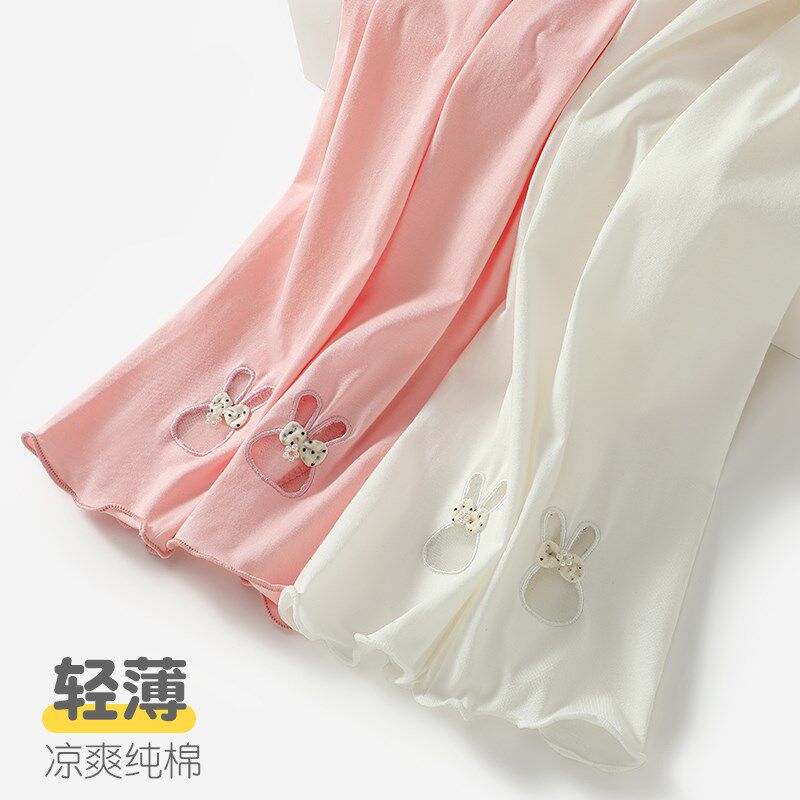 儿童夏季薄款纯棉打底裤女童宝宝夏天外穿休闲七分裤短裤白色灰色