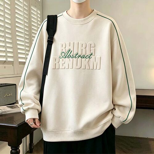 春秋款纯色圆领卫衣男青少年初高中学生帅气内搭打底衫男装上衣潮