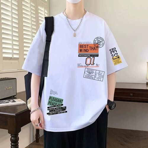 青少年男款短袖t恤2026新款夏季纯棉重磅潮牌初中生宽松半袖上衣
