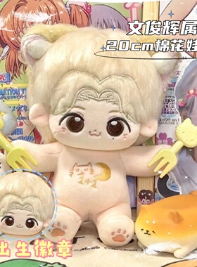 seventen文俊辉属性开门喵20cm棉花娃娃可爱毛绒玩偶周边礼物女生
