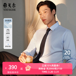 秋冬新款 雅戈尔男士 商务DP免烫装 衬暗条纹长袖 4788 衬衫 200支