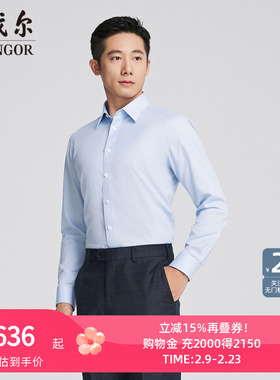 【商场同款】雅戈尔官方夏季新款商务男士浅蓝条纹DP长袖衬衫YLDP