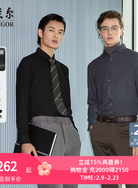 【TR绒面】V系雅戈尔衬衫冬季商务休闲保暖加厚易打理长袖衬衫男