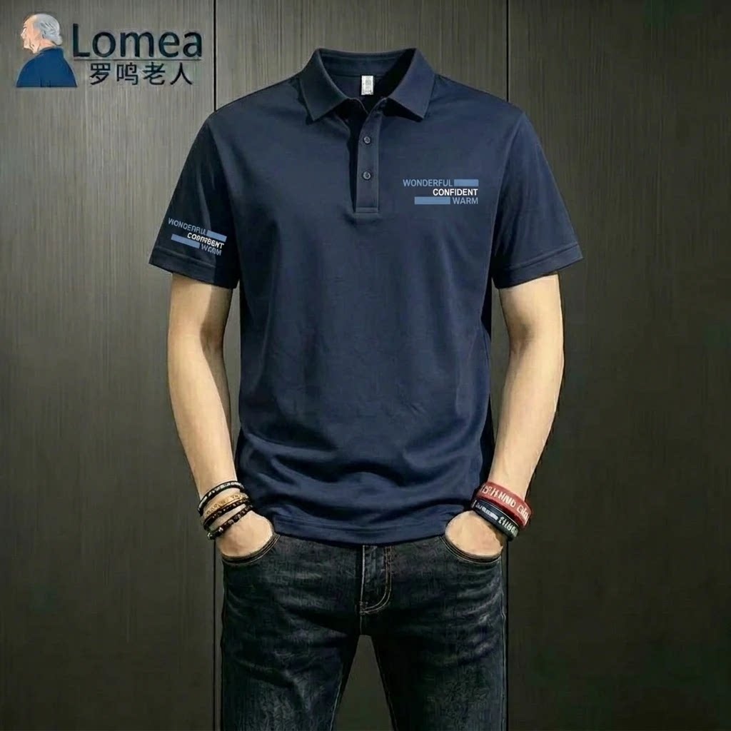 LOMEA/罗鸣老人[品牌男装]夏季男士翻领印花衬衫舒适百搭宽松上衣