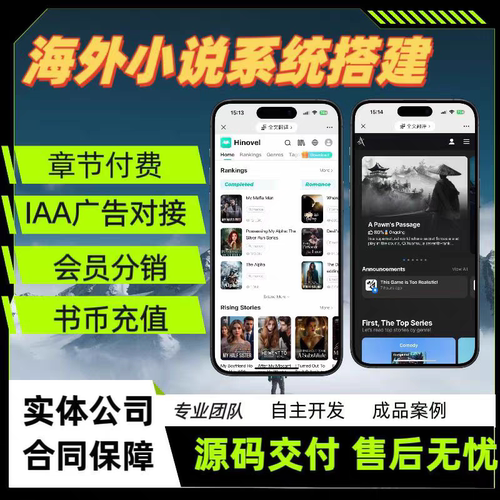 海外小说系统开发小说app定制开发广告对接章节付费h5多语言分销
