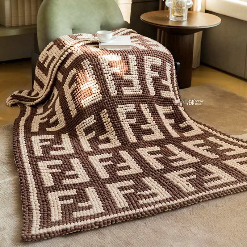 复古手工礼物自制印花小毛毯