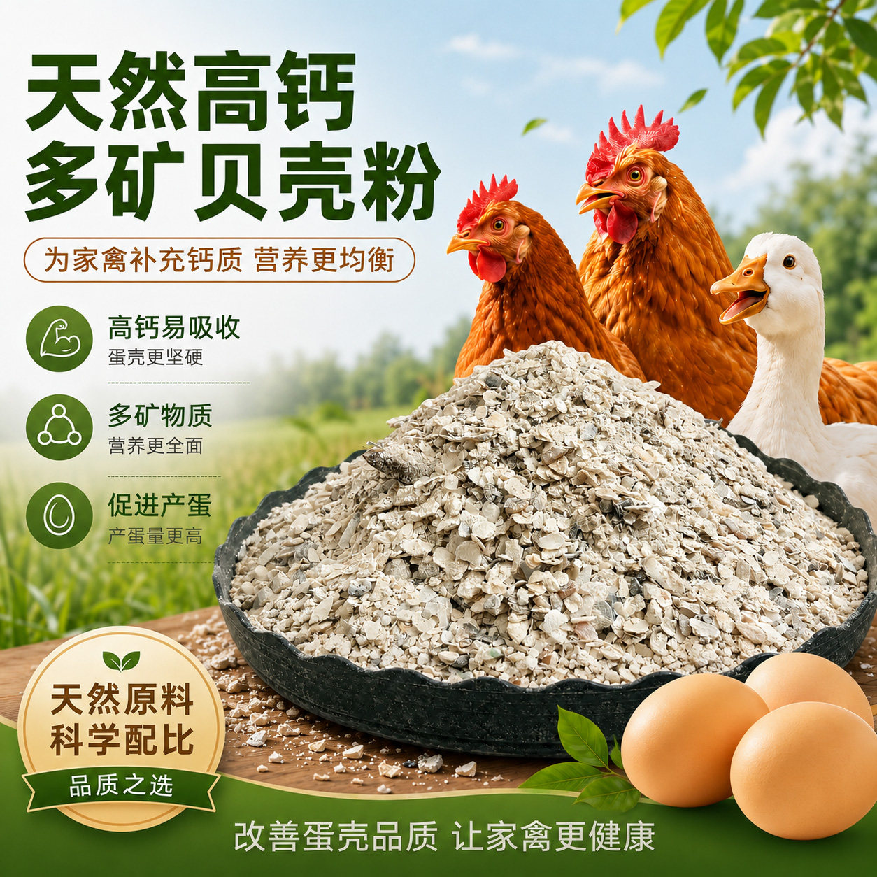 贝壳粉高钙禽用饲料补钙防软壳