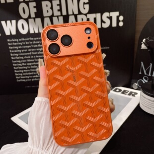 新款 橙色适用苹果17promax手机壳iPhone16男女15pro玻璃14全包13镜头膜12防摔11保护套高级感 潮牌狗牙经典