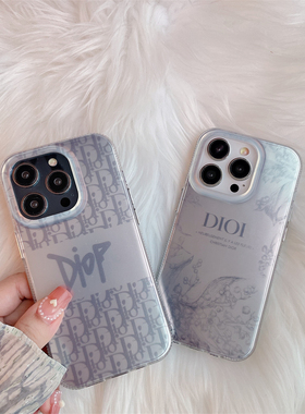 欧鹊新款双层印花潮牌D家灰色15适用苹果14promax手机壳iPhone13情侣12pro防摔11全包14软边保护套个性高级感