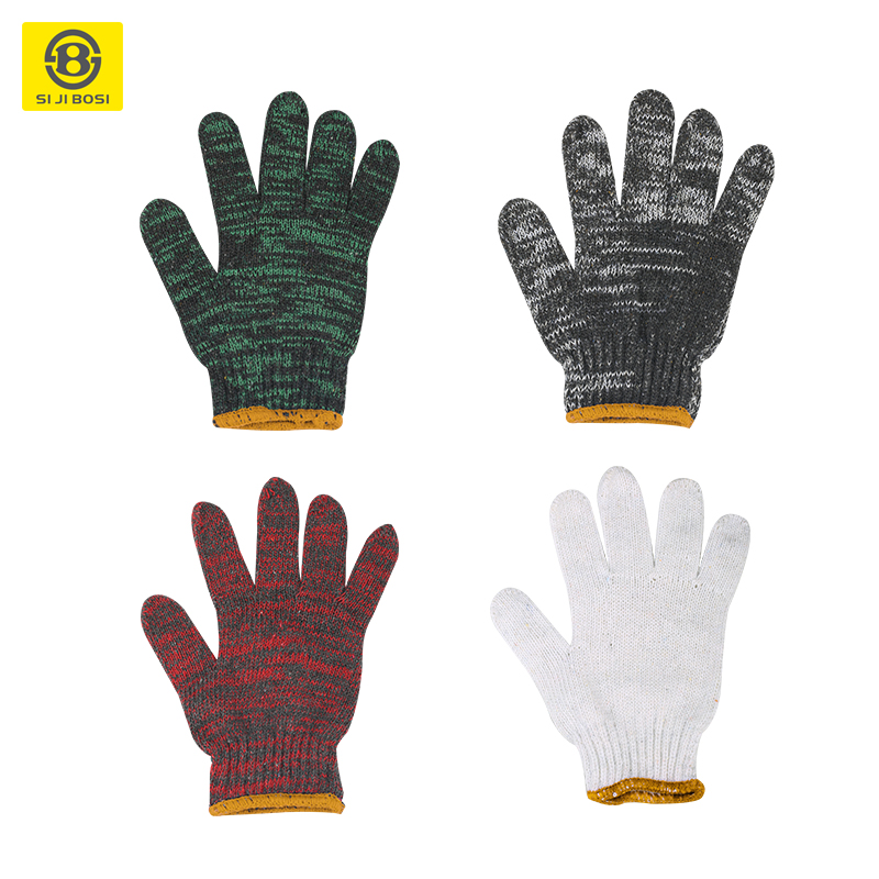 波斯手套劳保耐油耐磨防滑加厚黑灰花线白棉纱纯棉线劳工劳动工地