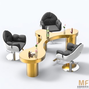 理发店镜台烫染桌不锈钢发廊专用美发店剪发镜台多功能烫染桌子