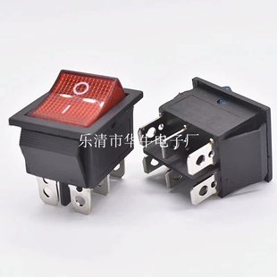 大电流电器机器电源开关 船型开关 KCD4 6脚2档带灯绿色 翘板开关