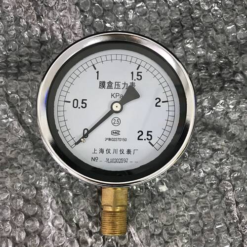 膜盒压力表 上海仪川仪表厂 YE-100 0-2.5Kpa 直径100mm m20x1.5