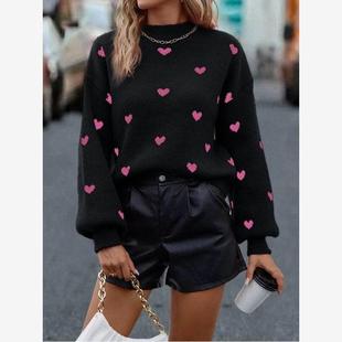 Autumn Pullover Winter Sweater短套头毛衣女爱心 Women 2023