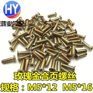 玫瑰金不锈钢螺丝十字平头螺钉防盗门合页专用螺丝沉头玫瑰金螺丝