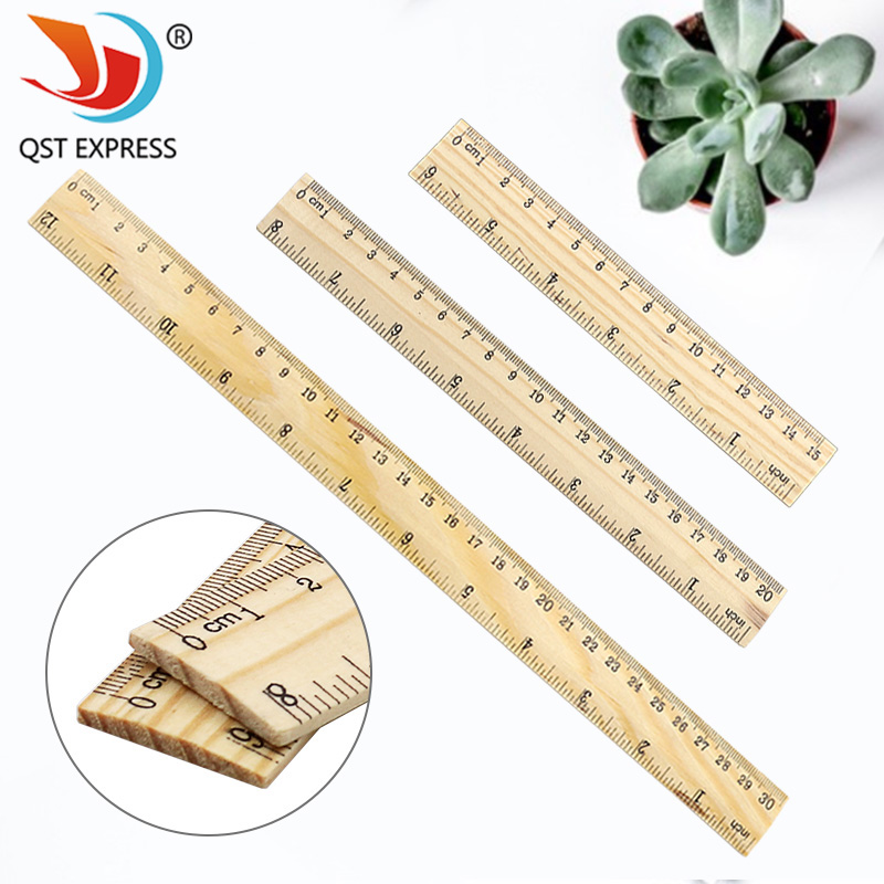 20/30cm木质单面双刻度直尺办公室学生教师绘画工具测量长度