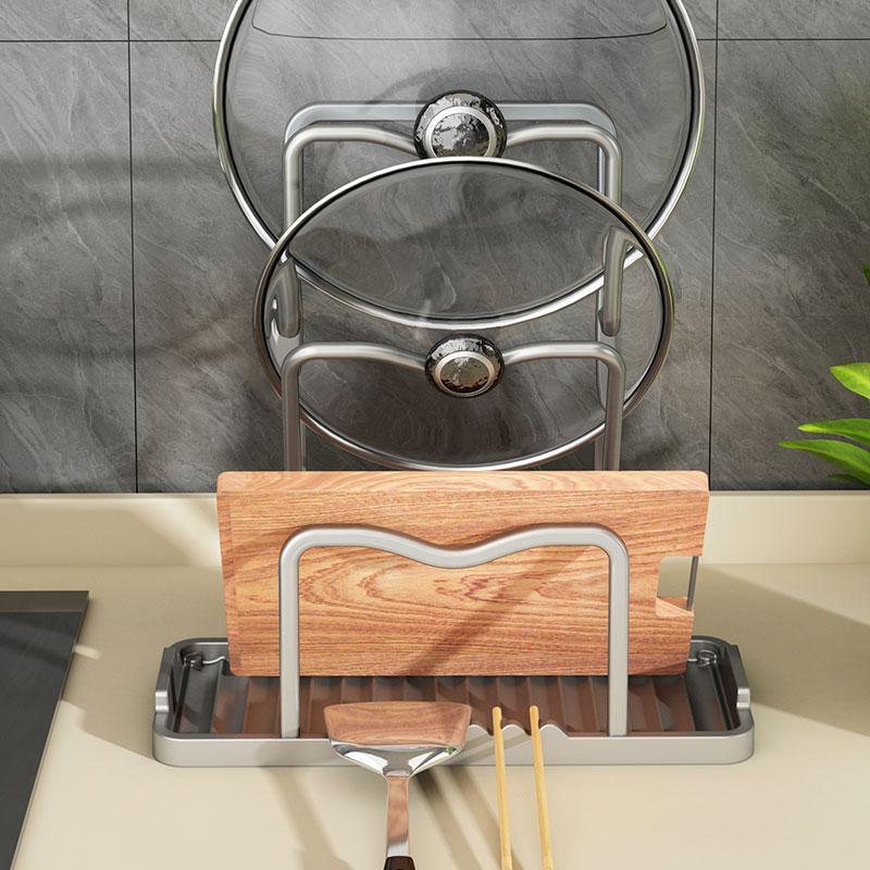 台面锅盖架厨房坐式锅铲架托置物架锅盖放置器汤勺菜板架子免打孔