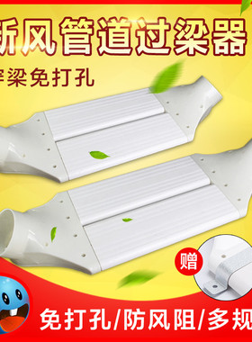 过梁器扁管pvc110新风系统横梁交叉连接器不打孔穿梁弯75/160/200