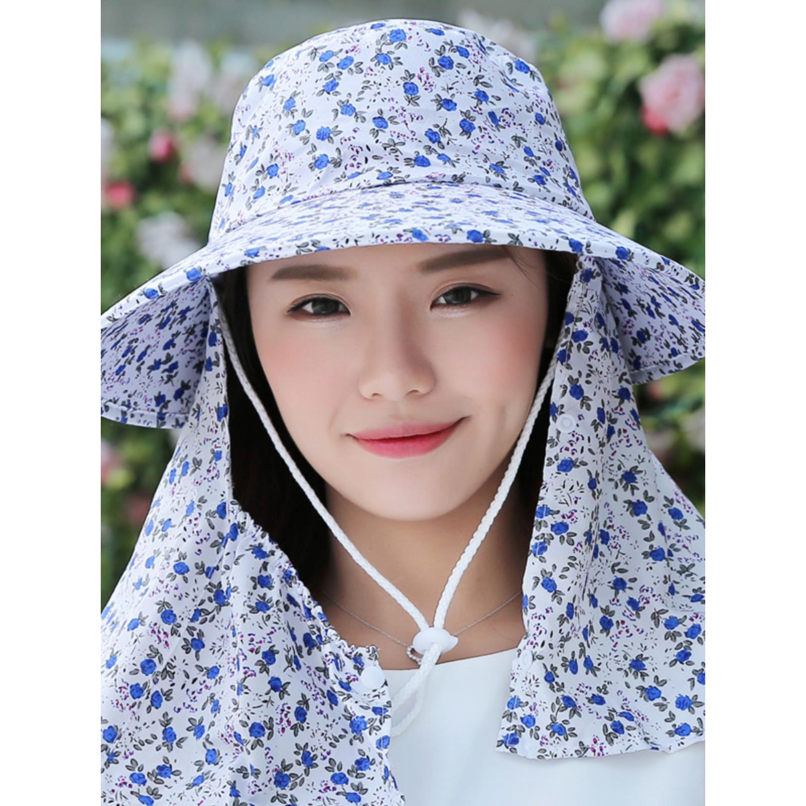 夏季女防晒遮阳帽大檐紫