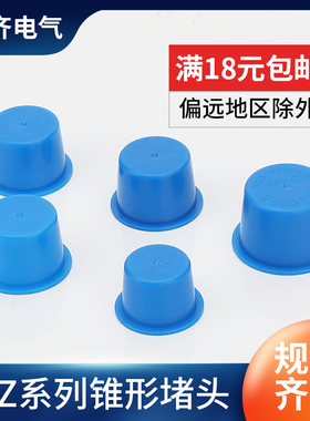 螺纹防尘盖圆孔塞头圆管闷盖孔塞内螺纹内盖ZD蓝色锥形塑料堵头