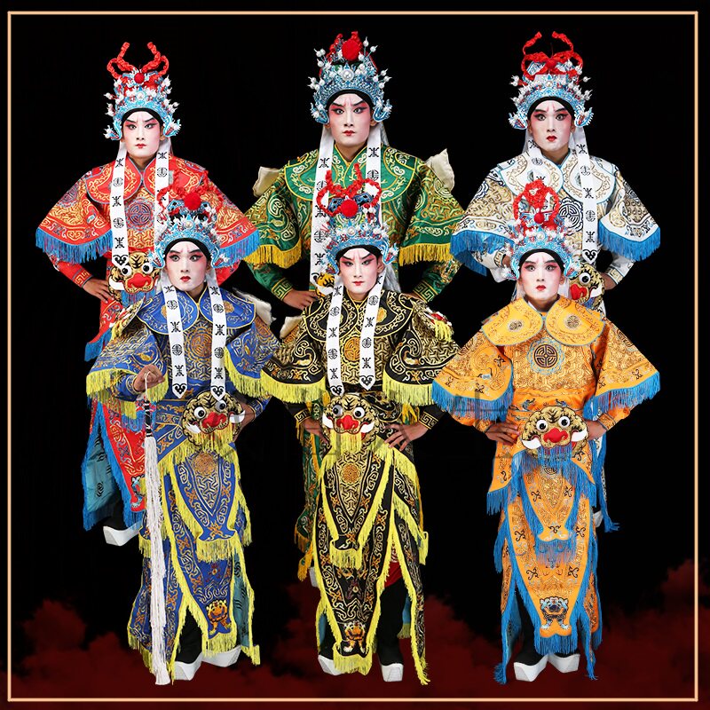 戏曲演出男改良靠男软靠京剧戏剧舞台服装武生武将将军男靠虎头靠