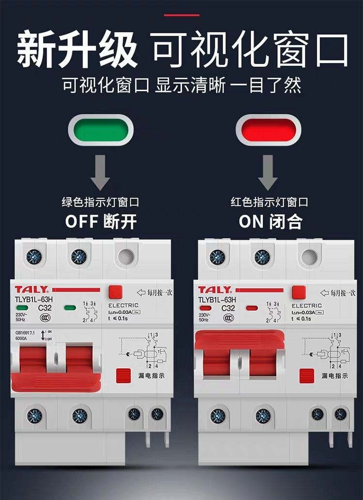 漏电保护器空开关家用电闸两相漏保2p63a小型断路器
